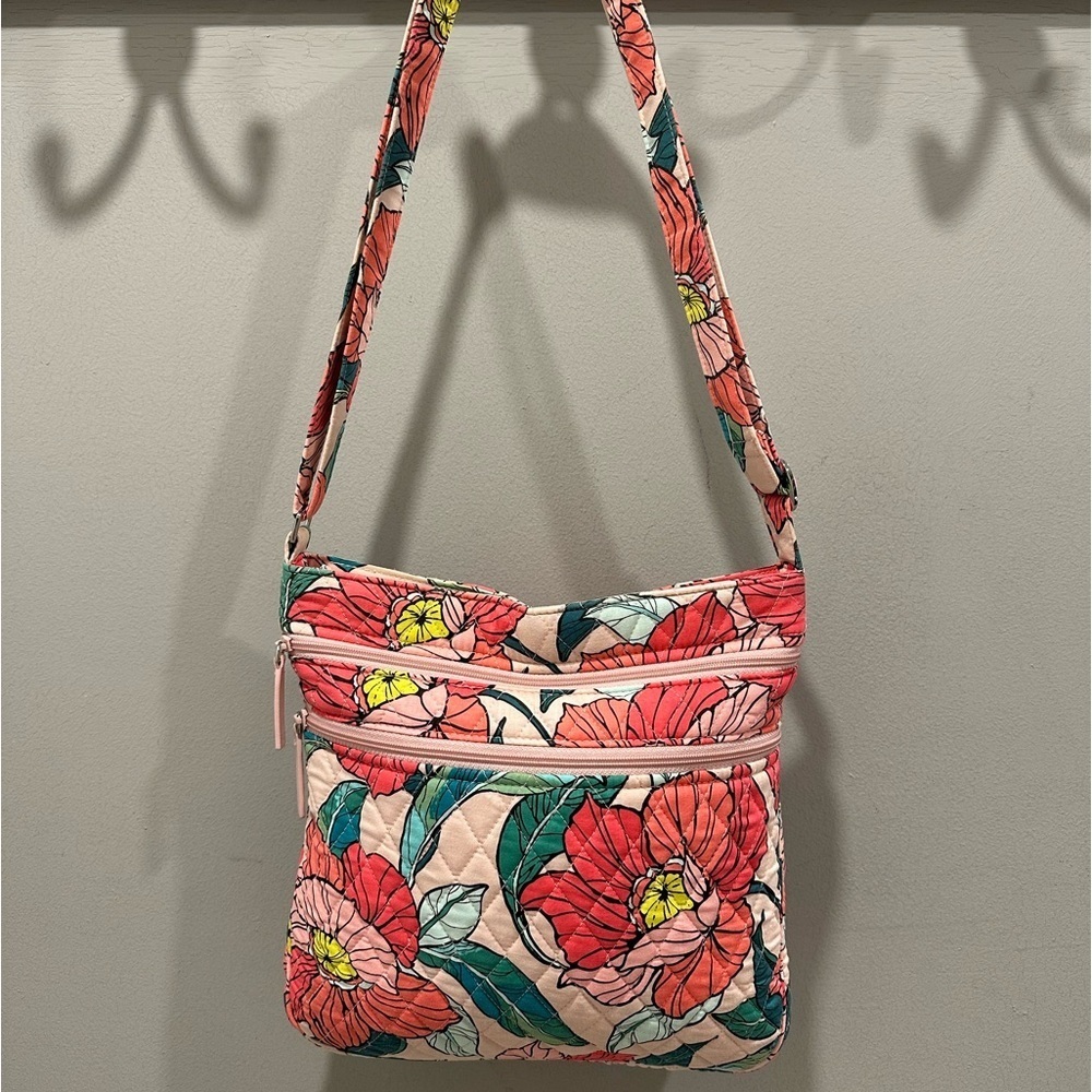 Vera Bradley Vintage Floral Triple Zip Crossbody Bag